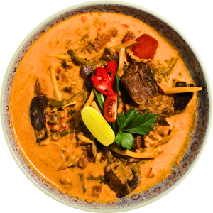 Rote Kokos Suppe mit Rindfleisch
